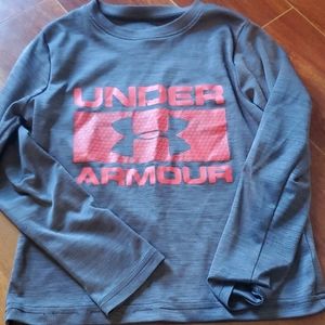 Gray and red under armour shirt